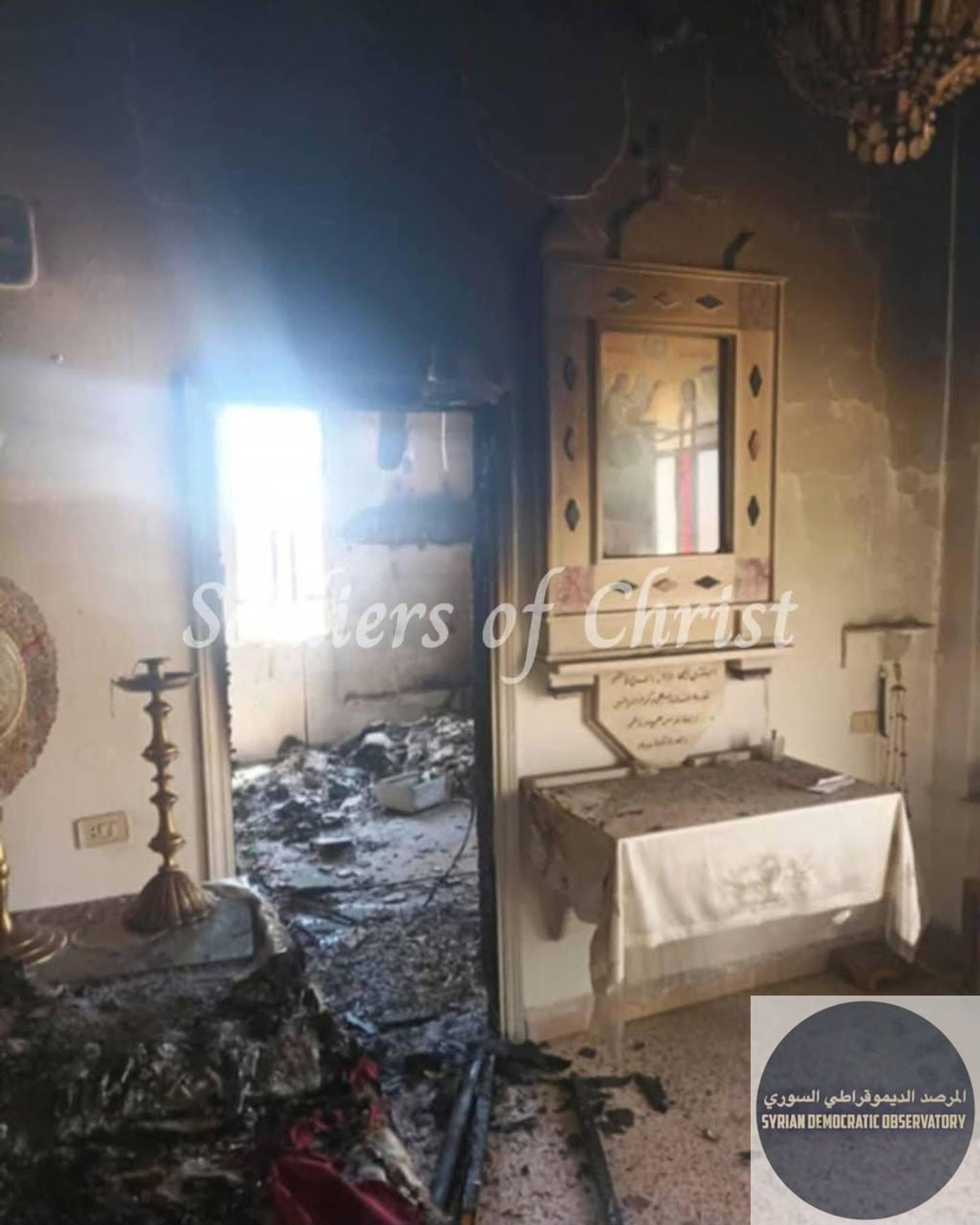 السويداء : عصابات الجولاني التكفيرية تقوم بإحراق كنيسة مار ميخائيل في قرية الصورة الكبيرة بريف السويداء