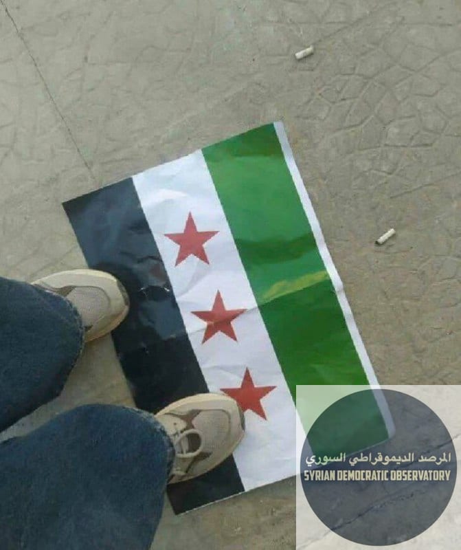 بمناسبة اقتراب ذكرى احتلال سوريا من قبل فلول القاعدة وداعش، نطلق حملة الدعس على علم ثورة الإرهاب المسلحة من قطر وتركيا، والتي رفعت شعارات الديموقراطية والعدالة والحرية، و أحضرت لنا ديكتاتورية جديدة ول