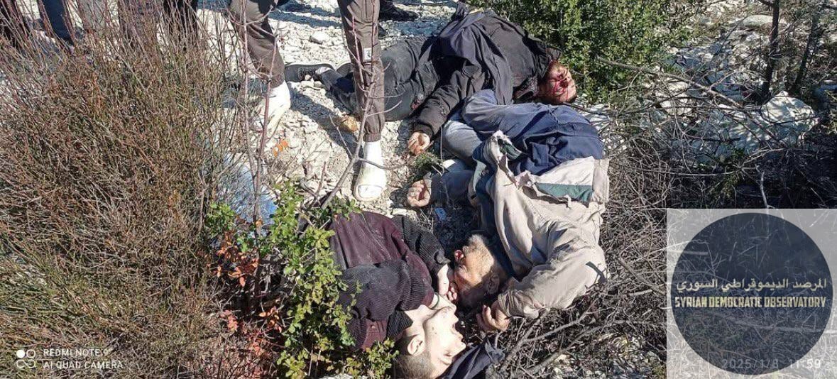 Members of the militias of (Aka ) commit a massacre against young men from one family from the town of -Sharqiya in the countryside of the city of , while they were working in their field.