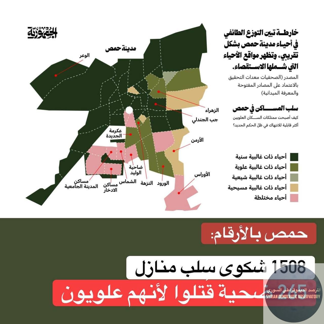 موقع "الجمهورية": تغيير ديمغرافي حقيقي يجري في حمص، و المستهدف هم العلويون