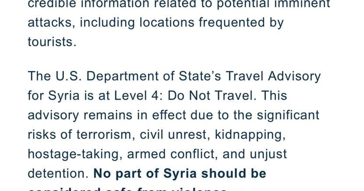 🇸🇾🇺🇸U.S. State warns of possible attacks in Syria.